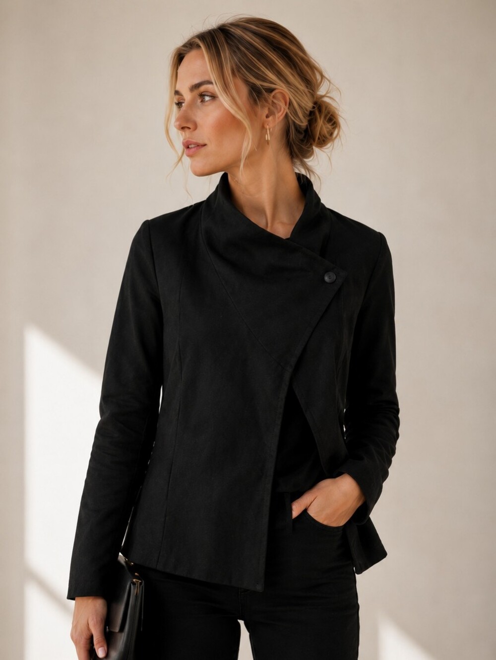 Theory Kenza Black Asymmetric Lamb Leather Jacket Womens Size Small